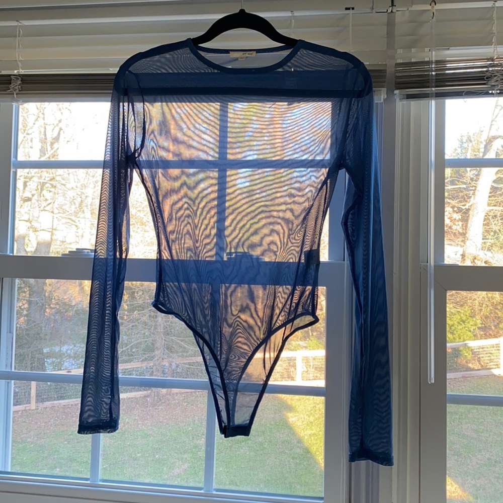 sky blue mesh bodysuit size Medium.. never worn